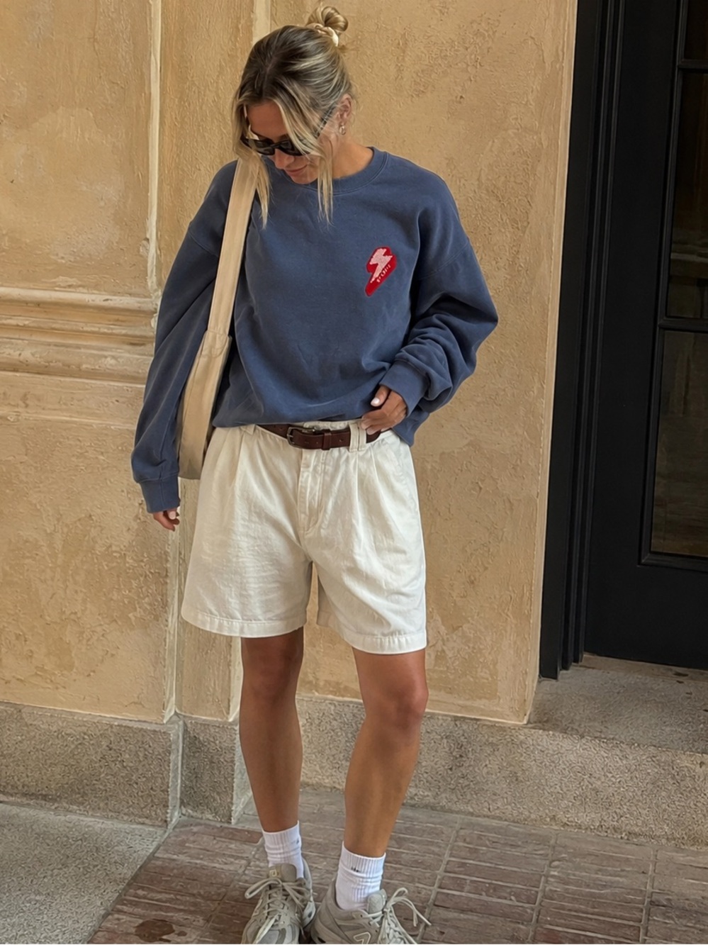 Starfit Blue Sweatshirt Size S/M Y2K Streetwear Relaxed Fit Long Sleeve